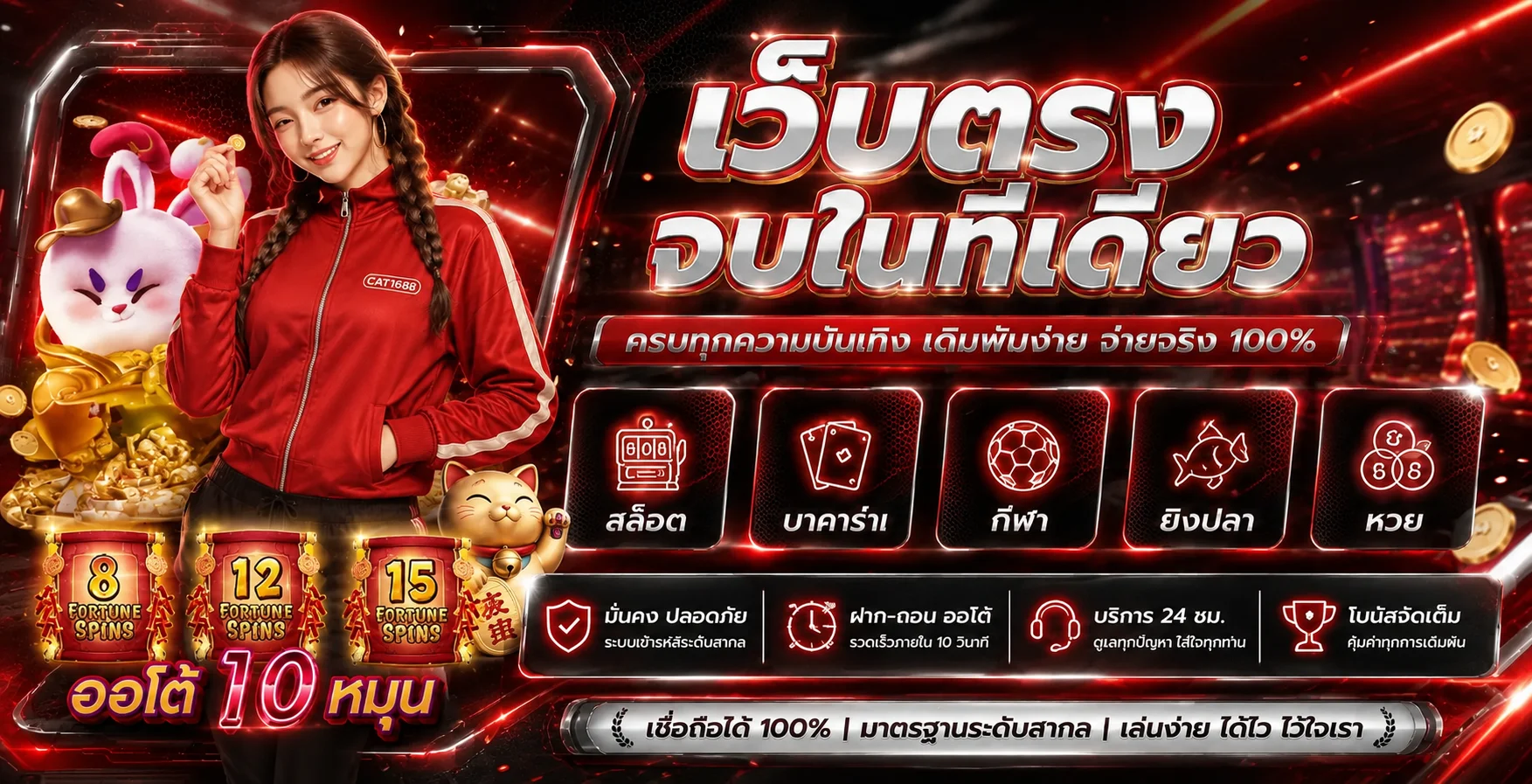 CAT1688 เว็บตรงรวมสล็อต บาคาร่า กีฬา ยิงปลา และหวย